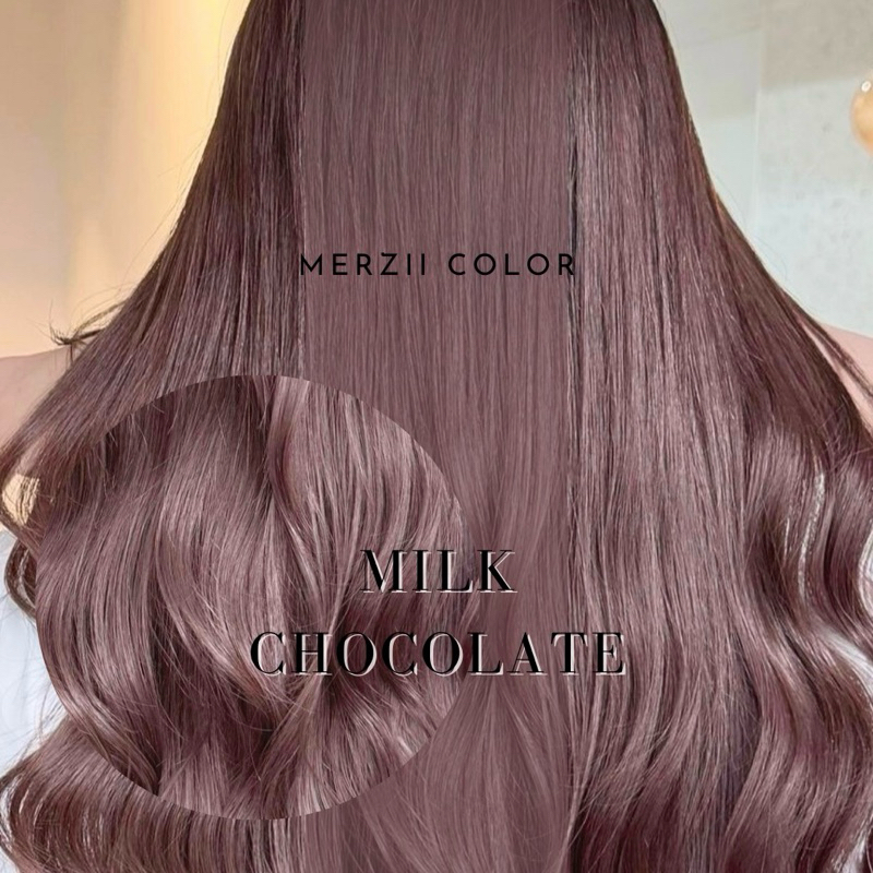 MERZii Color สีน้ำตาลช็อคโกแลต Milk Chocolate. 🍫🍫🍫(พื้นผมระดับ5-6) เป็นสีเข้ม ที่ทำแล้วหน้าสว่าง สดใส เหมาะกับทุกสีผิว!