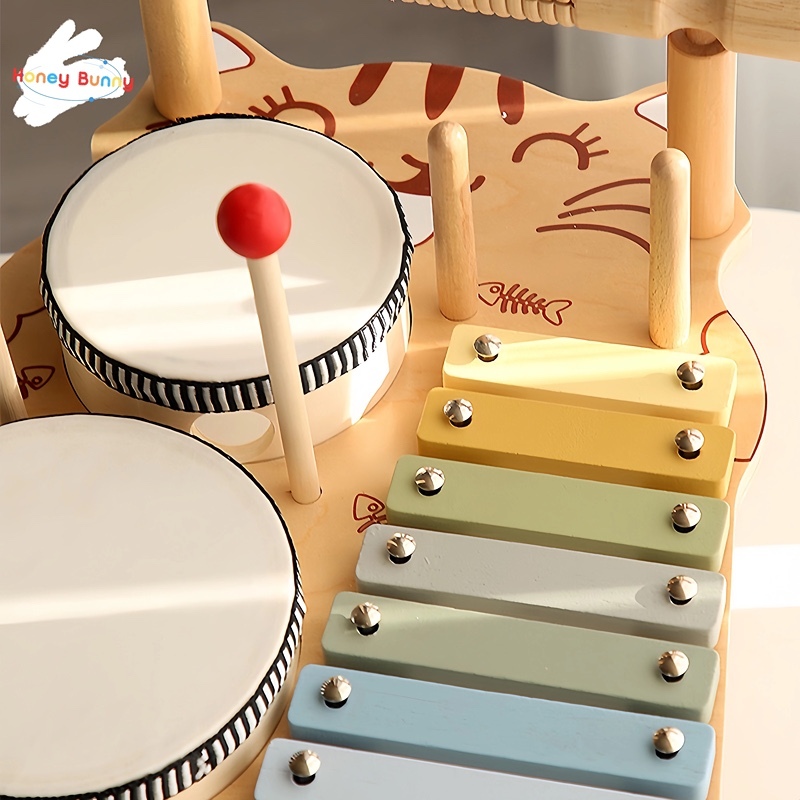 Honey Bunny ของเล่นดนตรี ของเล่นเพื่อการศึกษา กลอง 7 คีย์บอร์ด สายรุ้ง 2-5 ปี ของขวัญ Toy music instrument