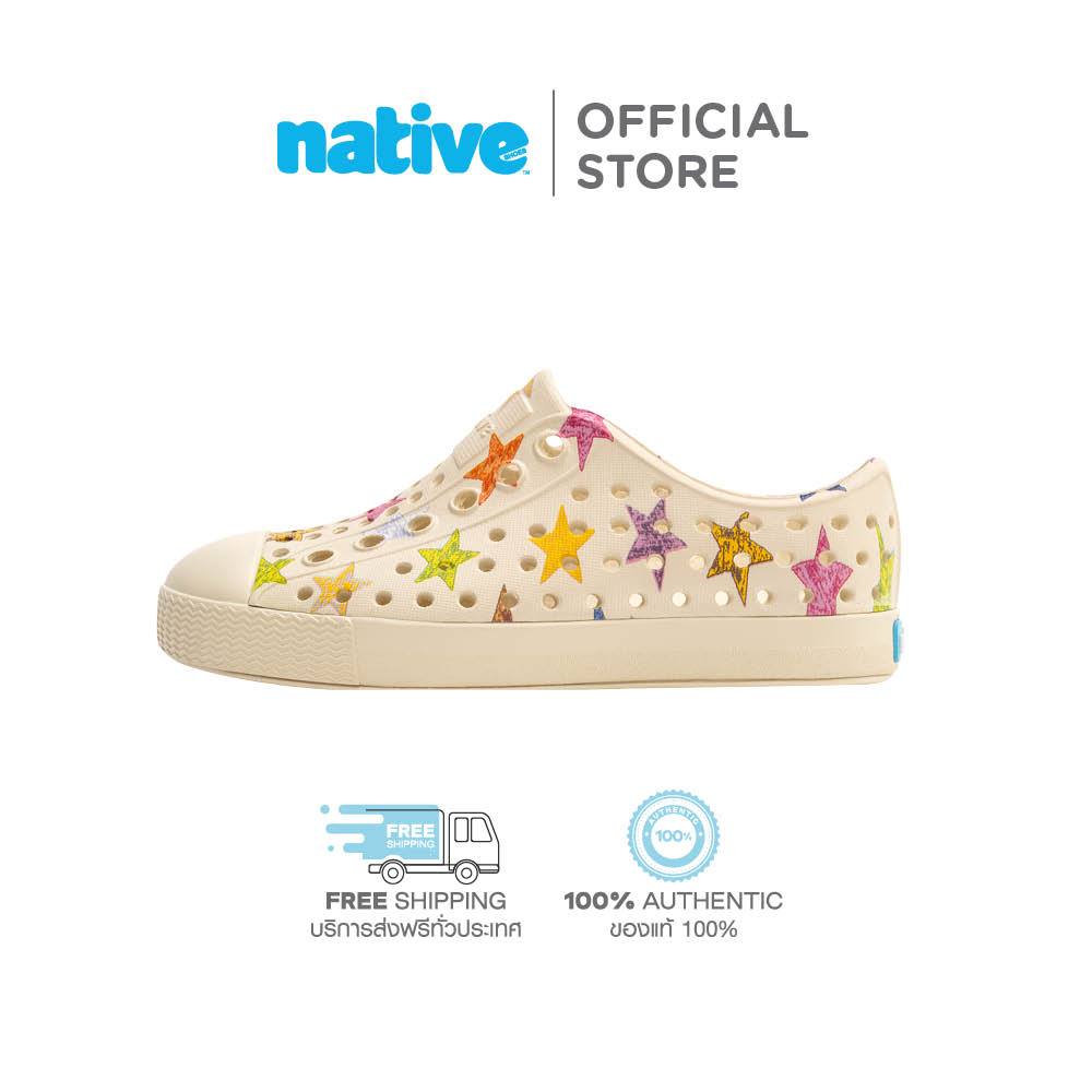 Native รองเท้ากันน้ำเด็กโต EVA รุ่น Jefferson Sugarlite Print Bone White/Bone White/Multi Star