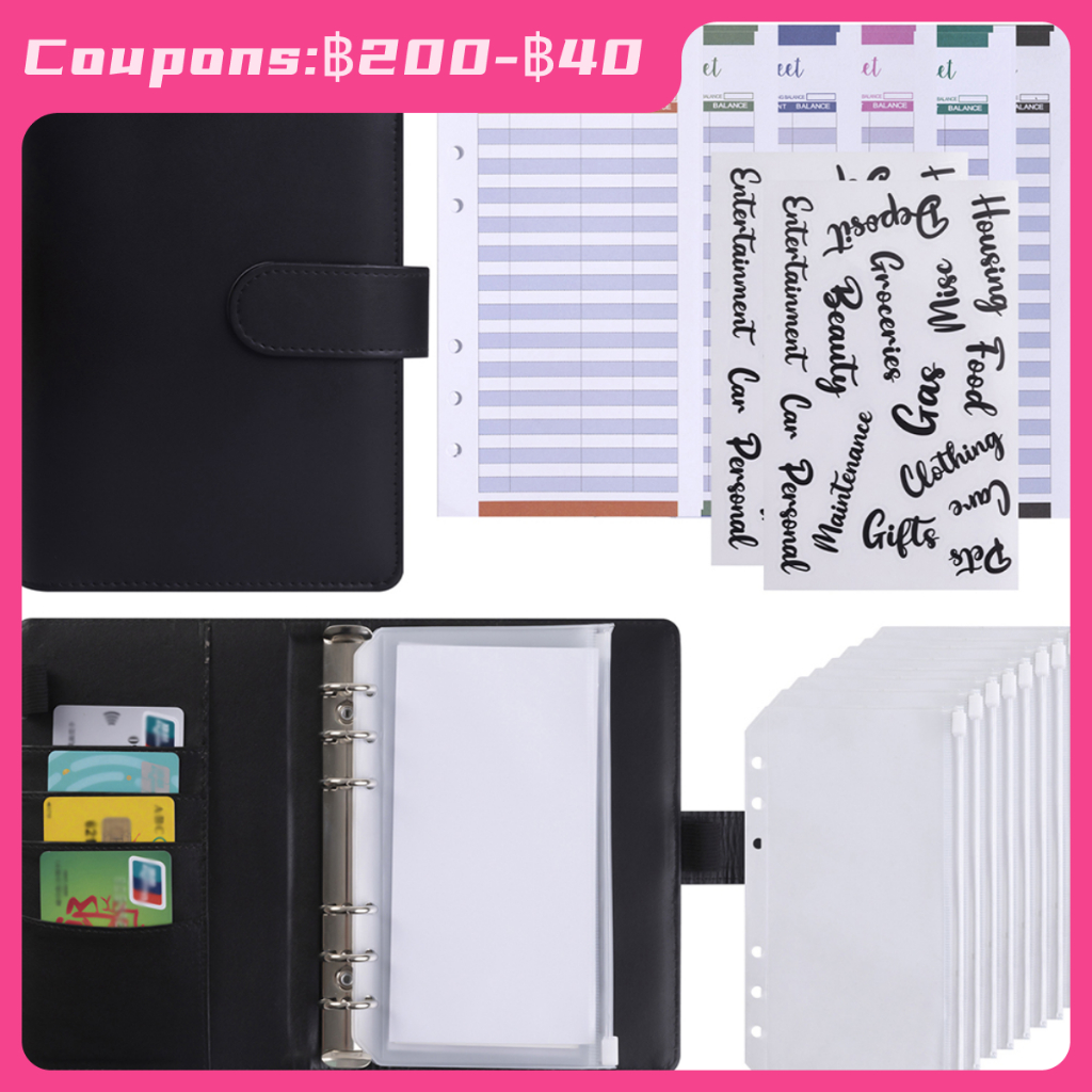 Macaron leather binder notebook cash budget plan A6 hand book