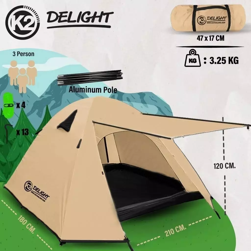 เต็นท์ k2 Delight ​และ K2 Rasta เต็นท์โดม​เต้นท์สนาม​ 2-3คน thumbnail 9