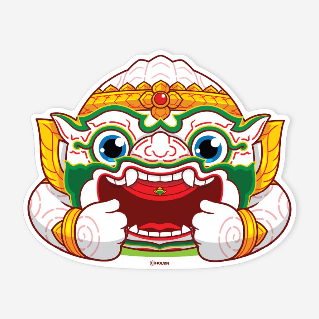 Waterproof Ramakien Sticker - Hanuman Aom Pub Pla - สติ๊กเกอร์รามเกียรติ์กันน้ำ หนุมานอมพลับพลา