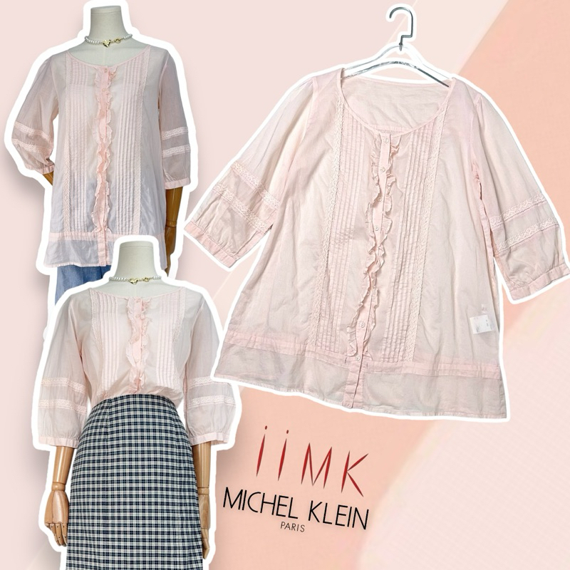 iiMK Michel Klein Paris เสื้อผ้าคอตตอนสีโอรส กระดุมผ่าหน้า ผ้าบางใส่สบายค่ะ