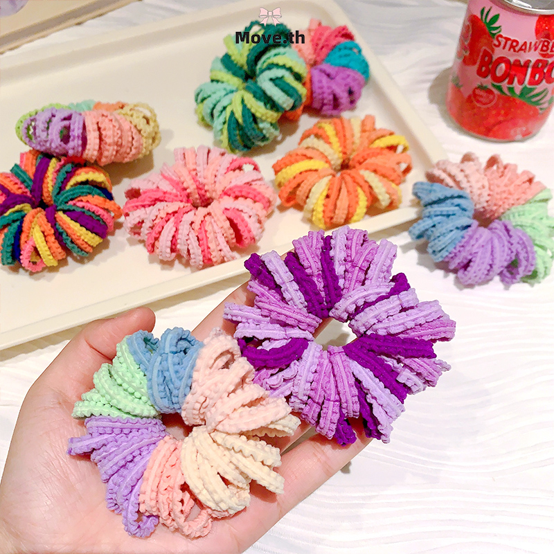 ในไทย-พร้อมส่ง ยางรัดผมเด็ก สีแคนดี้ที่มีสีสัน น่ารักหวาน สไตล์เกาหลี เด็กทารก นักเรียน ความยืดหยุ่นสูง เครื่องประดับผมแ