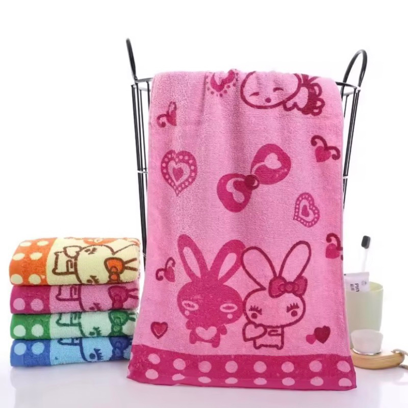 ผ้าขนหนู 30x70cm. ผ้าCotton ซับน้ำดี ลายกระต่าย (ยกโหล12ผืน)