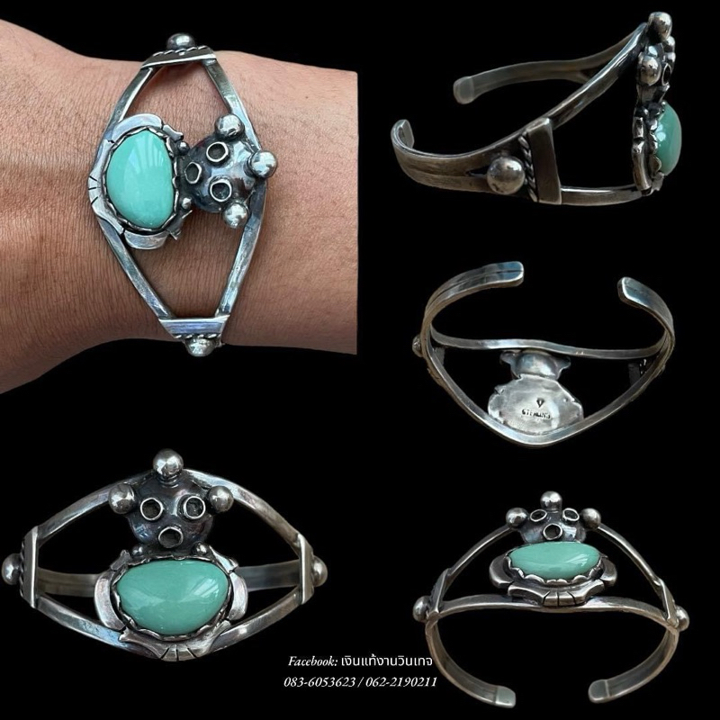 navajo Nativ American sterling silver kachina bracelet Turquoise