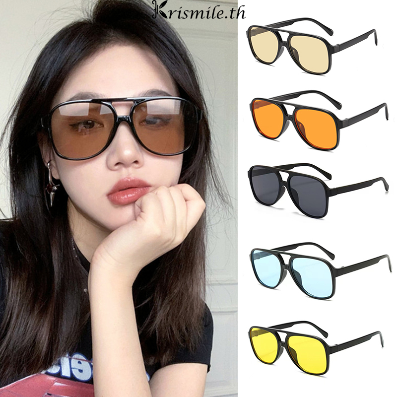 COD-ในไทย แว่นตากันแดด UV400 กรอบกลม เลนส์สี สไตล์เกาหลี Unisex ป้องกันแสงแดด คุณภาพสูง-kri