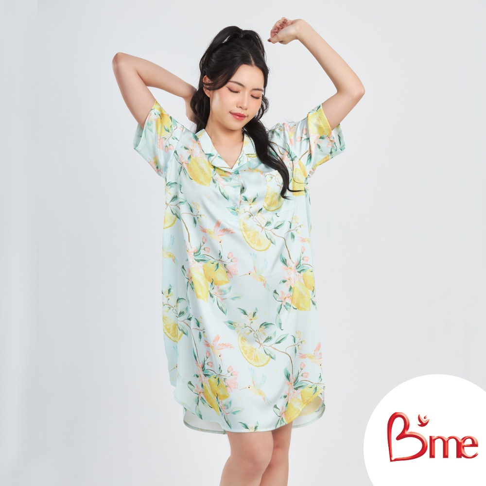 B'me ชุดนอนรูปแบบกระโปรงแขนสั้น คอปกฮาวาย รุ่น ME8604 มี 4 สี สีเขียว สีดำ สีชมพู สีฟ้า(New M.9)