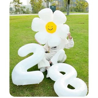 พร้อมส่ง ลูกโป่งดอกเดซี่ มี3ขนาด ลูกโป่งฟอยด์ ลูกโป่งตัวเลข 0-9 สีขาว