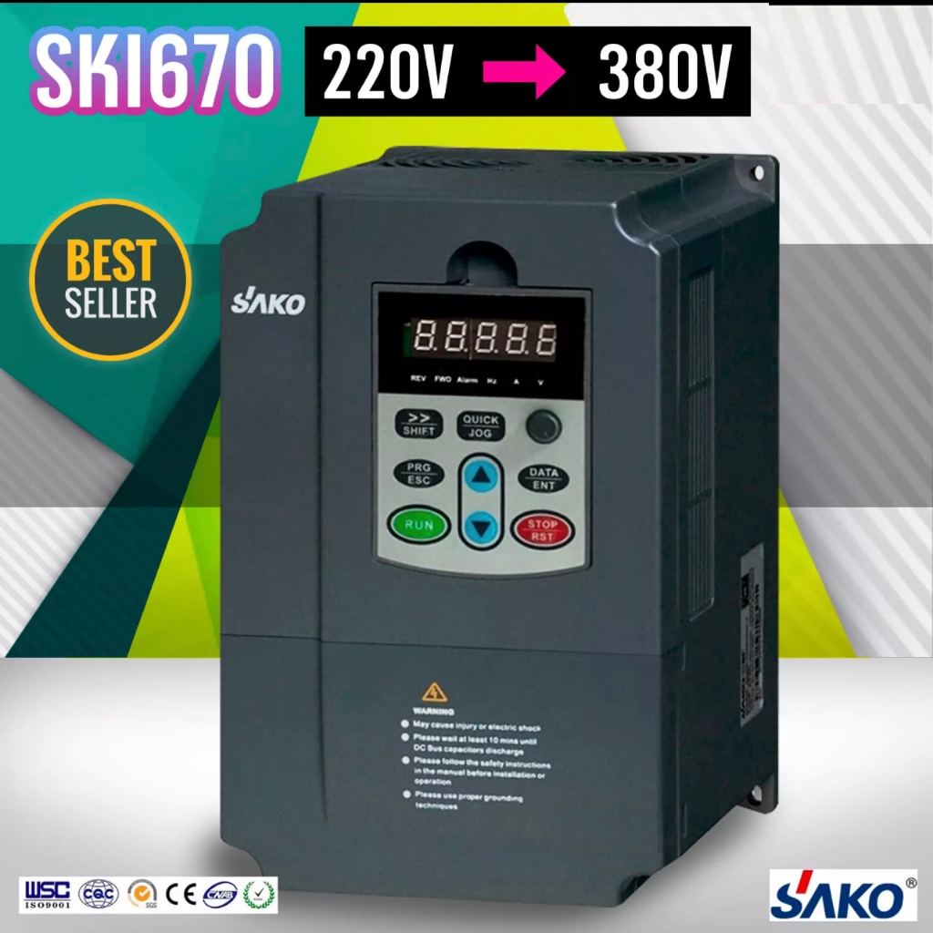 【Local】SAKO SKI670 7.5KW 220VAC to 380VAC Vfd อินเวอร์เตอร์แปลงความถี่ตัวแปลงสําหรับมอเตอร์ 220V INP