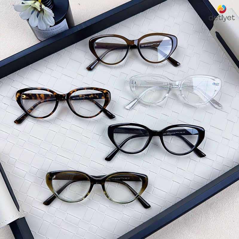 COD🌷แว่นกรองแสงสีฟ้าวินเทจY2Kแฟชั่นสไตล์เกาหลีกรอบเล็กาตาแมวเบาพิเศษแว่นตาสำหรับผู้หญิง-detlyet