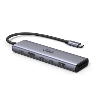 UGREEN อะแดปเตอร์ HUB Type C 7in1 รองรับ 4K60HZ PD100W +2*USB-C 3.2+1*USB-A 3.2+SD/TF+PD รุ่น 45521