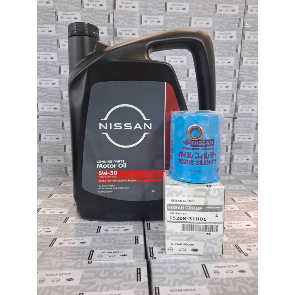ชุดถ่ายน้ำมันเครื่องเบนซินสังเคราะห์ NISSAN 5W30 4L (อะไหล่แท้ NISSAN)