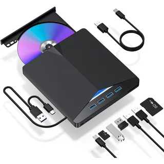 7 in 1 DVD Writer External ดีวีดี พกพา ส่งข้อมูลเต็มสปีดด้วย USB3.0+TYPE-C CD/DVD/VCD ภายนอก External DVD-RW