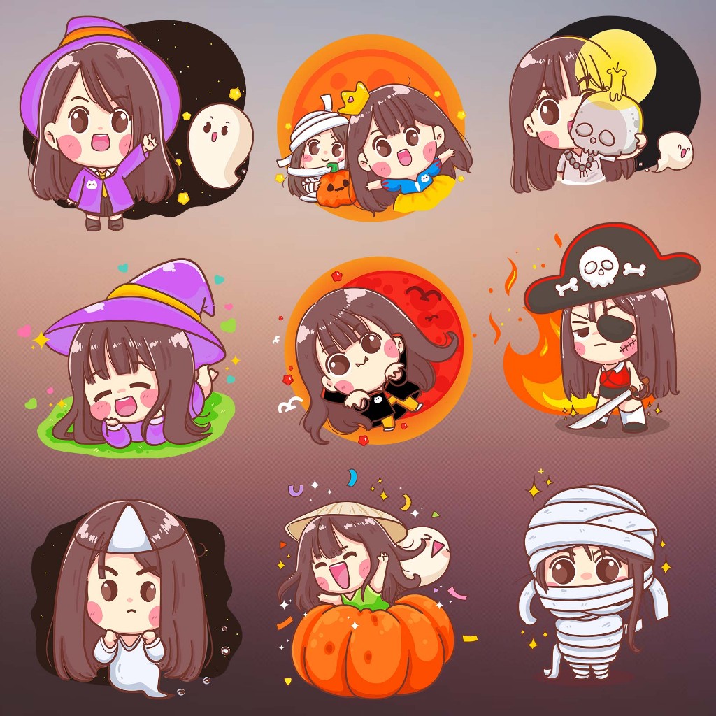ตัวรีดติดเสื้อการ์ตูน Halloween (159) 219 set.01 รีดติดง่ายทุกเนื้อผ้า DIY Patches