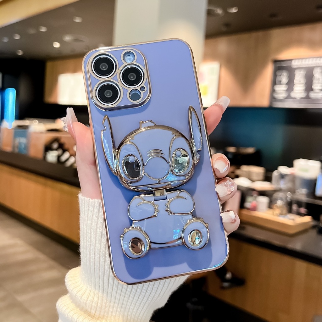 เคส สติช กระจก ขาตั้งหมุนได้ สำหรับรุ่น Iphone 15 /14/13 /12 /11/ 15 pro max / i14 plus / i11 pro / 