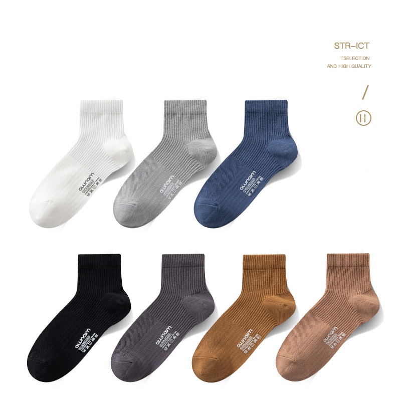 Free Size ถุงเท้าผ้าฝ้ายน่องกลางชายแ 1คู่ No.2305