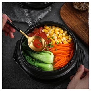 KOREA POT หม้อหินเกาหลี 뚝배기 หม้อเกาหลี พร้อมถาด ชามเกาหลี บิบิมบับ