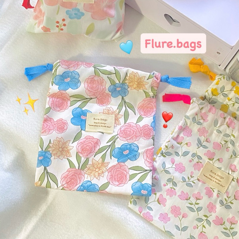 ถุงหูรูดลายดอกไม้น่ารักๆ รุ่น my little flowers flure.bags