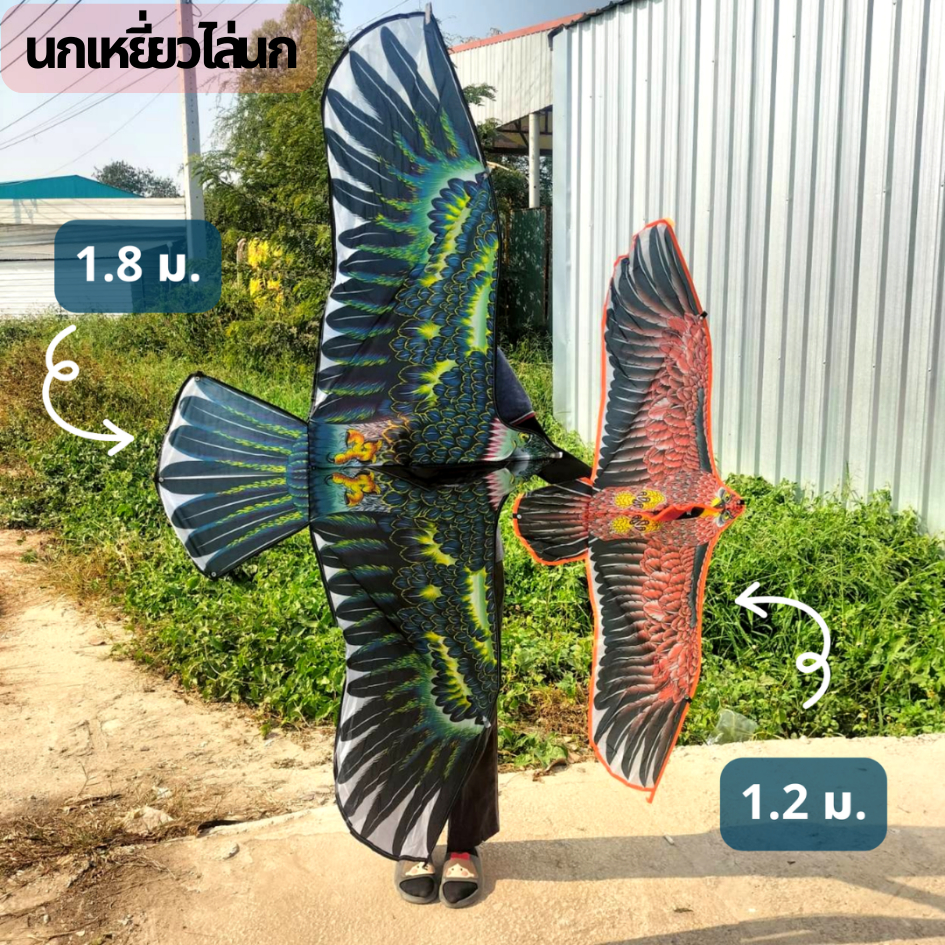 ว่าวไล่นก นกเหยี่ยวปลอม นกเหยี่ยว ไล่นก  มี 2 ขนาด 1.1 เมตร / 1.7 เมตร ว่าวนกอินทรีย์