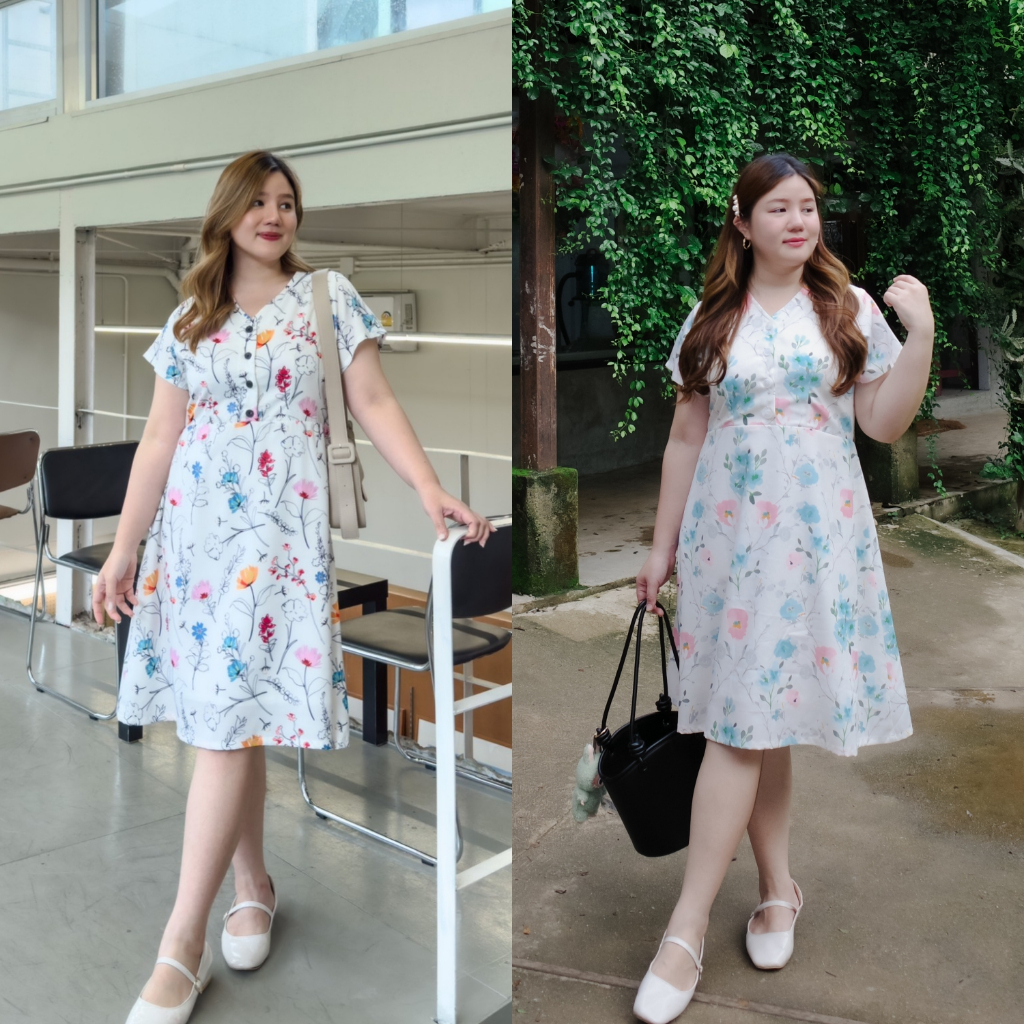 ( อกถึง 50") Honey Dress เดรสสาวอวบ ชุดสาวอวบ