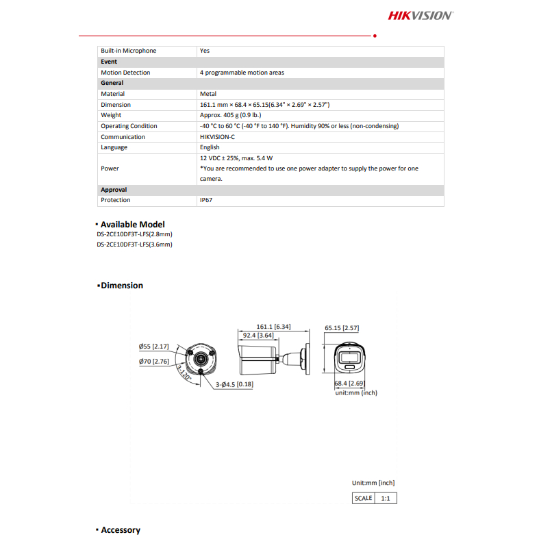 HIKVISION กล้องวงจรปิด COLORVU 2MP DS-2CE10DF3T-LFS 2.8/3.6mm(1) Dual-light Fixed Mini - รูปที่ 5