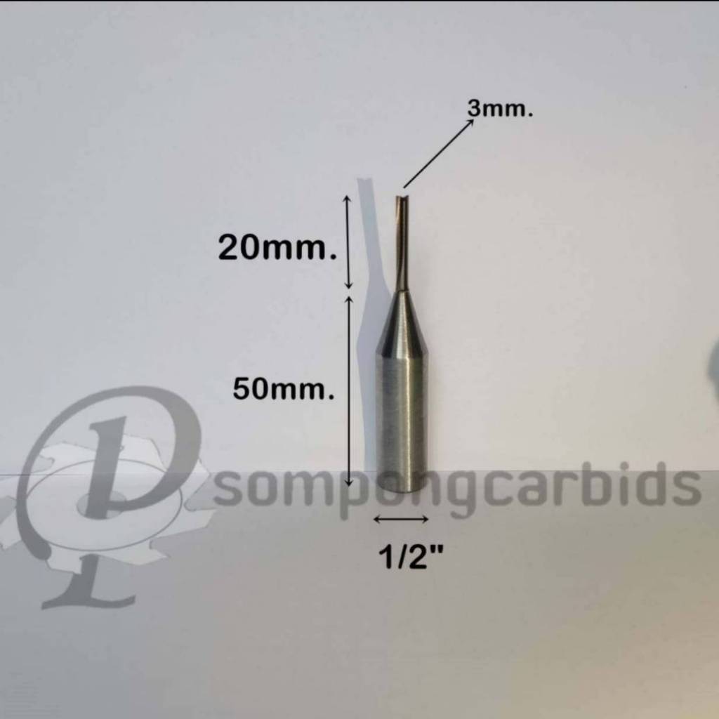ดอกเร้าเตอร์3มม. ดอกกัดตรง ดอกcnc ดอกตัด3×20mm.แกน1/2" เร้าเตอร์คาร์ไบด์