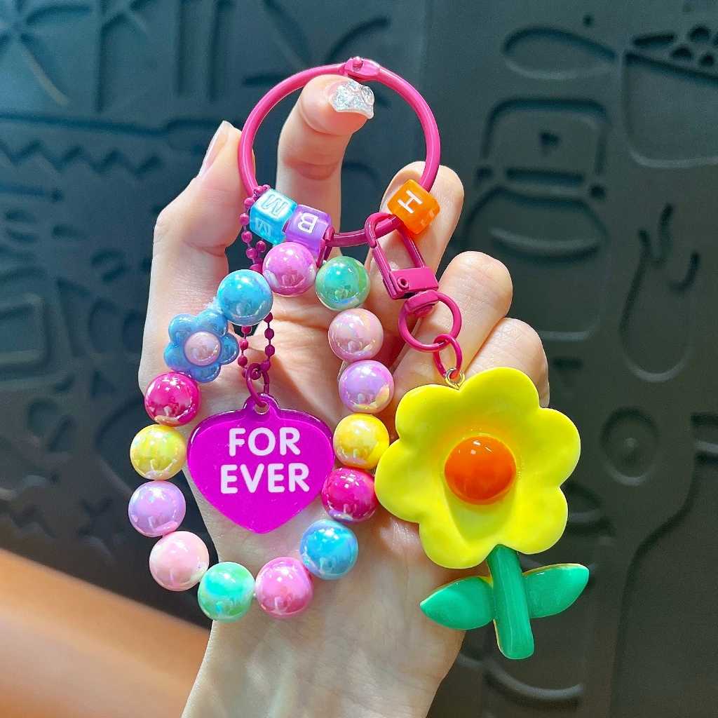 พวงกุญแจลูกปัดดอกทานตะวันสดสร้างสรรค์/น่ารักของขวัญเล็กๆกระเป๋านักเรียนจี้403