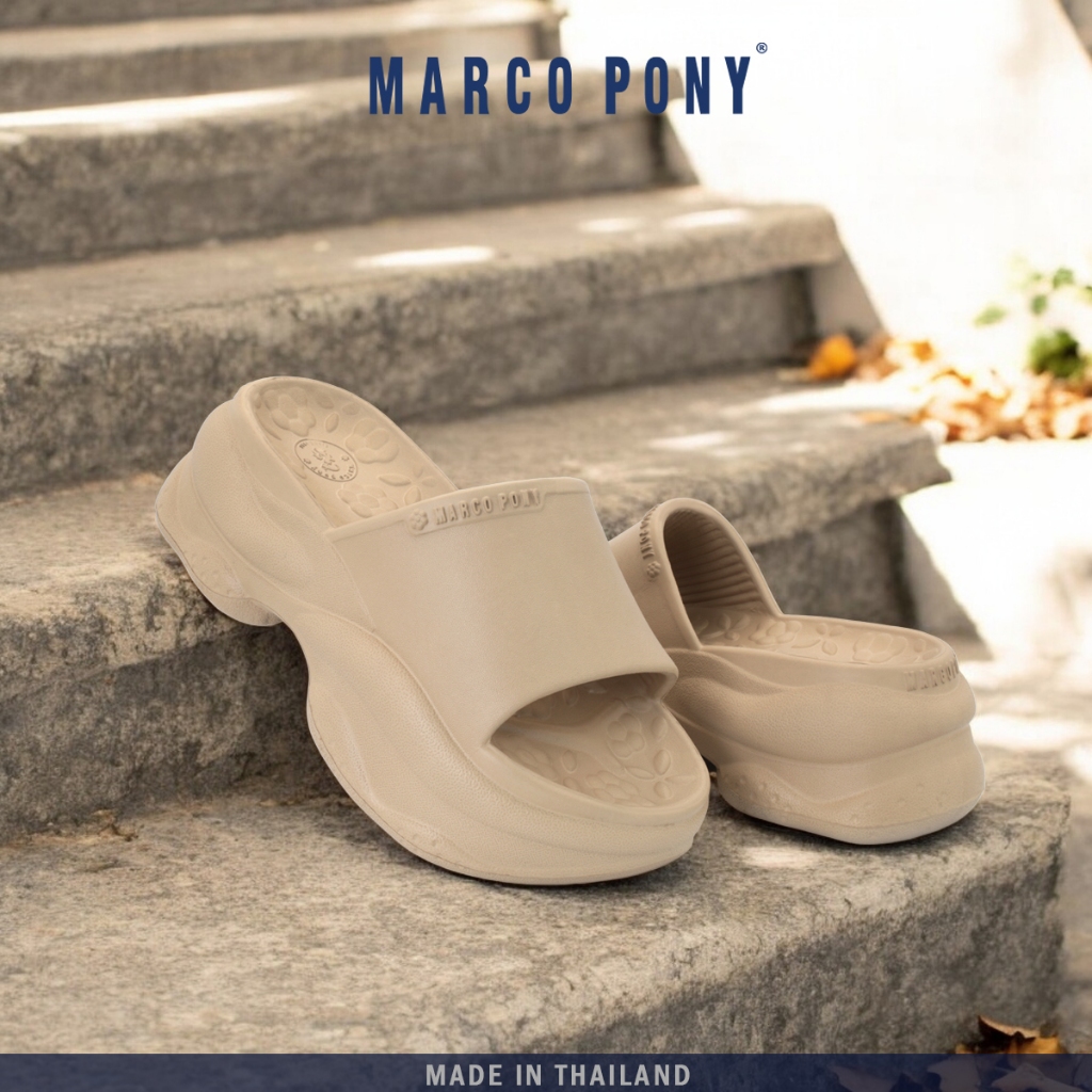 Marco Pony รองเท้าแตะ MH9024 แบบสวม รองเท้าพื้นนิ่ม เเฟชั่นผู้หญิง เสริมส้นเท้า กันน้ำ กันลื่น EVA