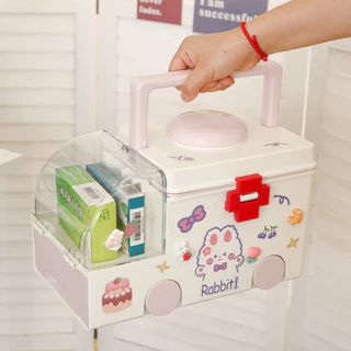 กล่องยารถพยาบาล ฟรีสติ๊กเกอร์ในแบบ กล่องยาสามัญประจำบ้าน ทรงรถพยาบาล กล่องใส่ยา สุดน่ารัก ขนาดใหญ่ จุได้เยอะ