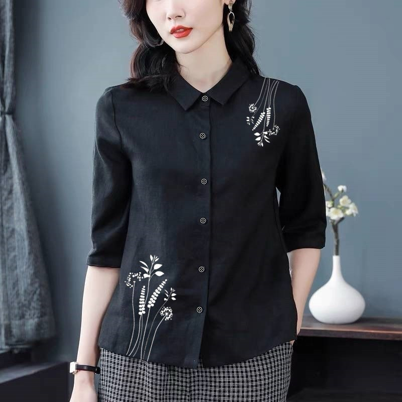 เสื้อเชิ้ตแขนสามส่วน พิมพ์ลายดอกไม้ ราคา ถูกที่สุด ดีลบีเคเค แกลเลอรีภาพที่ 7