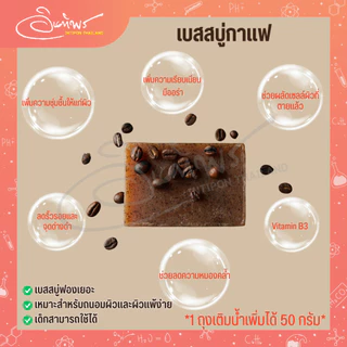 เบสสบู่ นมเพะ ,ฝักข้าว,น้ำแร่, ว่านหางจระเข้, กาแฟ และโคลนภูเขาไฟ