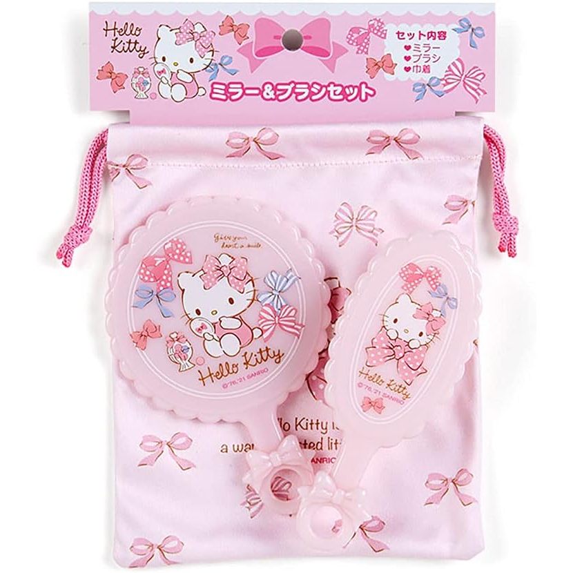 พร้อมส่ง Sanrio My Melody Mirror & Brush Set ซานริโอ้ กระจก หวี ถุงผ้า My Melody Cinnamoroll Kitty Little Twin Stars