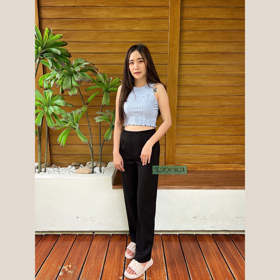กางเกงขายาวฮานาโกะ ขากระบอก (เอว 26-40 นิ้ว) สาวอวบ รุ่นซิปข้าง