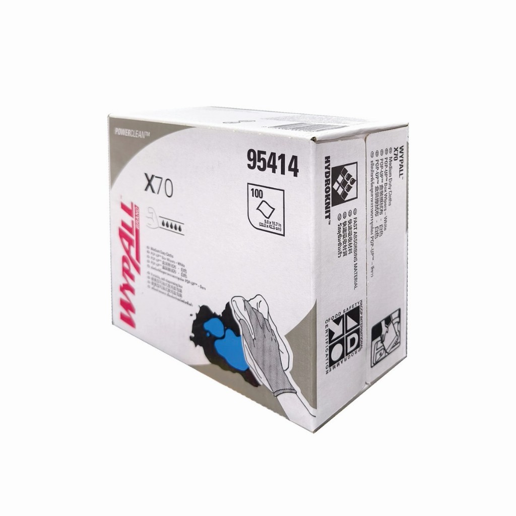 (KIMBERLY CLARK) รุ่น 95414 Wypall X70 POP-UP Box Wipers ขนาด 23x42.5 ซม. หนา 70 มม. 100 แผ่น/แพ็ค