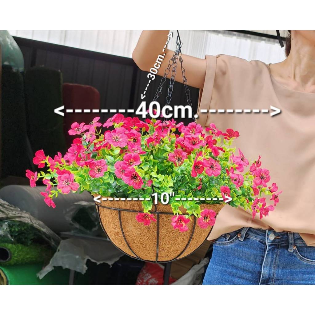 กระเช้าแขวนดอกไม้เทียม ดอกผีเสื้อ, ดอกเดซี่ ดอกกล้วยไม้ สีสันสดใส ตกแต่งบ้าน ร้านค้า ให้ดูสดชื่น - รูปที่ 4