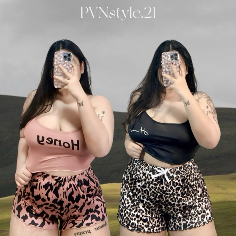 (ไซส์ใหญ่) Set 2 ชิ้น ชุดนอนเสื้อและกางเกงผ้านิ่ม ผ้าเย็นยืดได้เยอะ