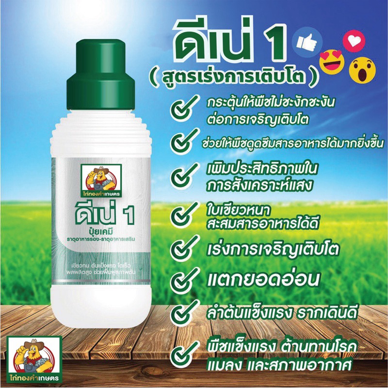 ปุ๋ยน้ำ ดีเน่1 สูตรเร่งการเจริญเติบโตเร่งรากเร่งใบ ลำต้นแข็งแรง+ฮิวมิก