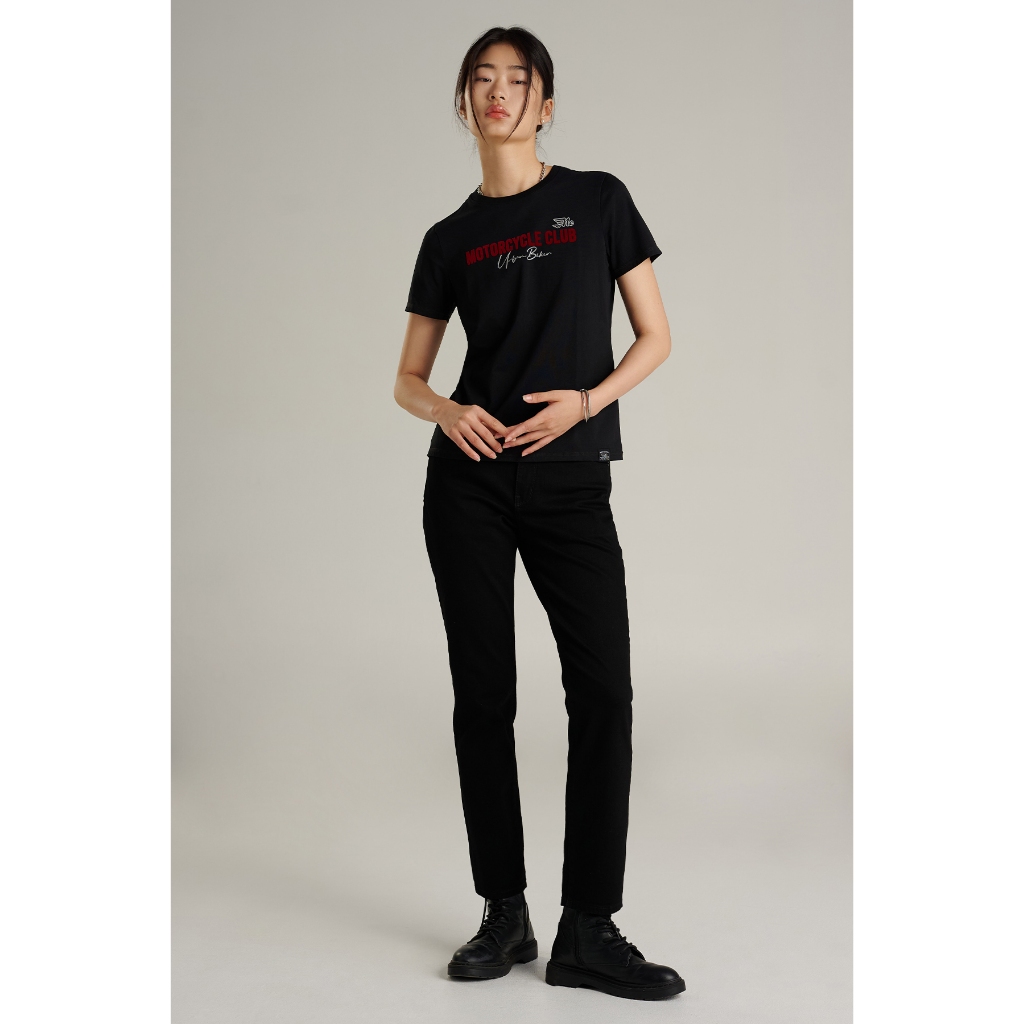 Mc jeans เสื้อยืดแขนสั้นผู้หญิง คอกลม สีดำ MTTZ816