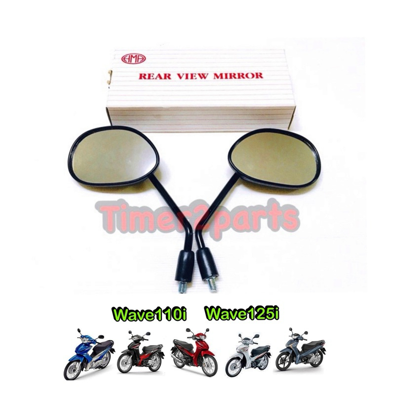 กระจก Wave110i (14) ขาดำ อย่างดี ราคา/ข้าง (มีตัวเลือก) HM 1010-087-10ZBL