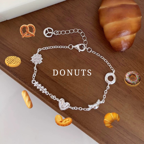 MEET กำไลเงิน Donuts กำไลเงินแท้ สร้อยข้อมือปรับได้ กำไลดีไซน์น่ารัก กำไลแฟชั่น กำไลข้อมือเงินแท้