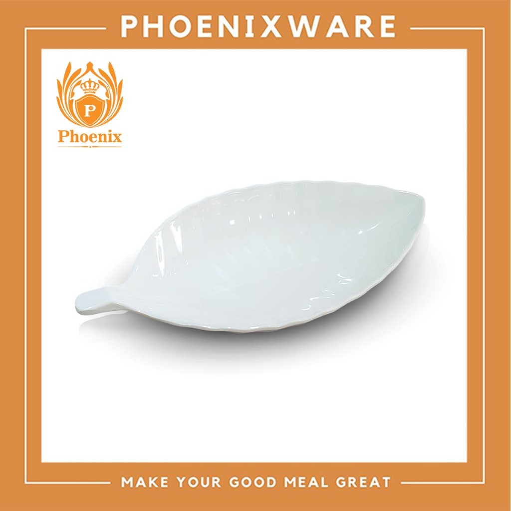 จานใบไม้ 10.7 นิ้ว เมลามีน สีขาว Phoenix 25411