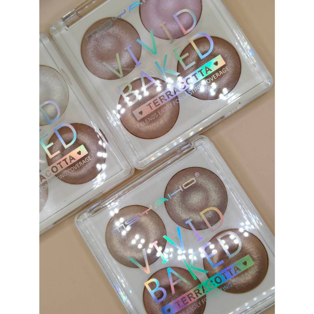 MSYAHO VIVID BAKED ไฮไลท์ 4 เฉดสี ในตลับเดียว เนื้อไฮไลท์เนียนละเอียด ความฉ่ำโกล์วผิวสวยฉ่ำมีมิติ ใช้ได้ทั้งหน้าและตัว