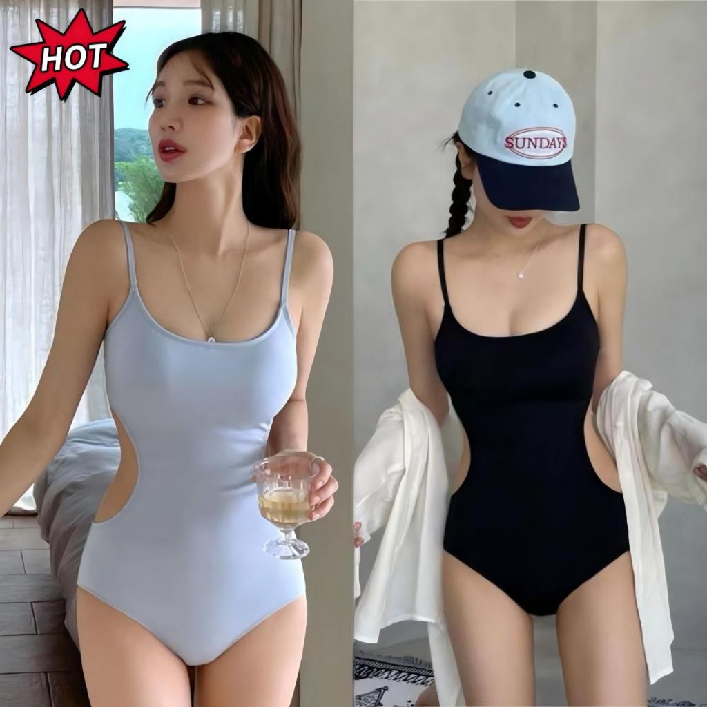 Swift Bra ชุดว่ายน้ำสตรีสไตล์เกาหลีชุดว่ายน้ำเซ็กซี่ชุดว่ายน้ำวันพีชผ่าข้าง ทรงเข้ารูป เว้าหลัง ใส่สบาย เหมาะสำหรับสาวๆ