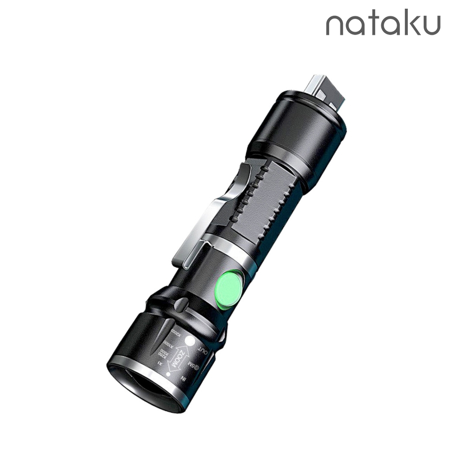 Nataku ไฟฉายLED ไฟฉายซูมได้ ไฟฉาย 3 โหมด ไฟฉายอเนกประสงค์ ไฟฉายขนาดเล็ก ไฟฉายพกพา ชาร์จแบตได้ด้วยUSB