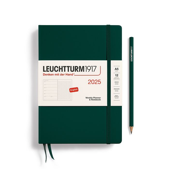 (กระดาษแบบจุด) Leuchtturm1917 Weekly Planner & Notebook 2025 A5 Dotted แพลนเนอร์ปี 2568 ปกแข็งขนาด A5