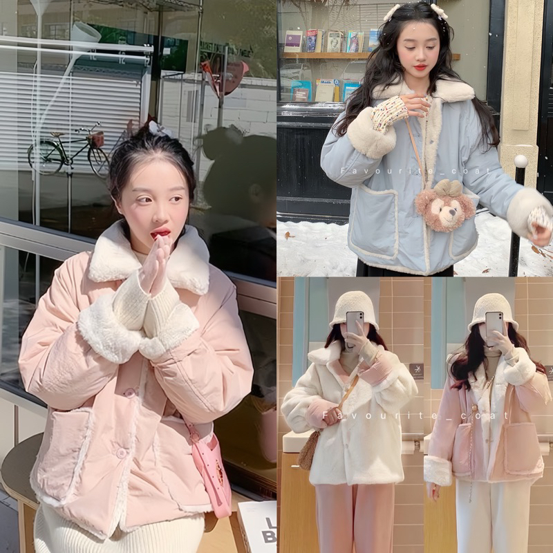 🫧Dolly Coat🫧 พร้อมส่ง เสื้อโค้ทกันหนาวใส่ได้2ด้าน ขนนุ่มละมุนไม่ระคาย มีกระเป๋าแปะใส่Promax ได้ค่ะ