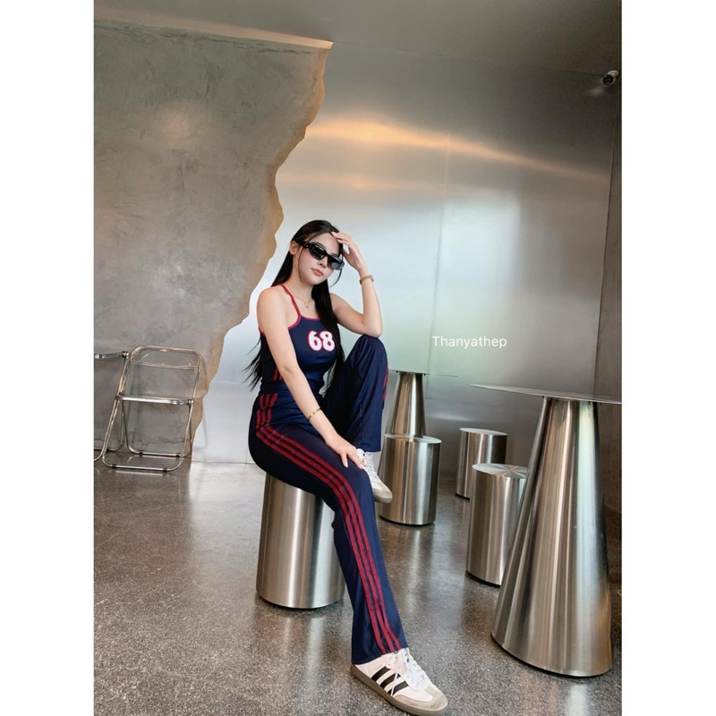 Thanyathep เซทกางเกงขายาว แต่งแถบเอวสูงปรี๊ด ติดอะไหล่68 ทรงสวยมาก ใส่แล้วผอมเพียวสุดๆ