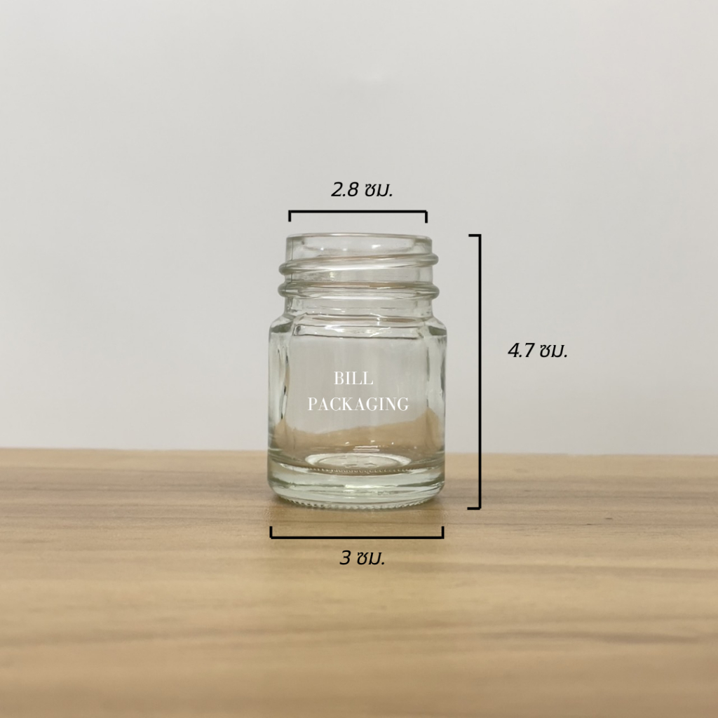 (แพ็ค10ใบ) ขวดแก้วยาหม่อง 15ml. พร้อมฝา28mm. (ฝา5แบบ) [รหัสขวด:W35]