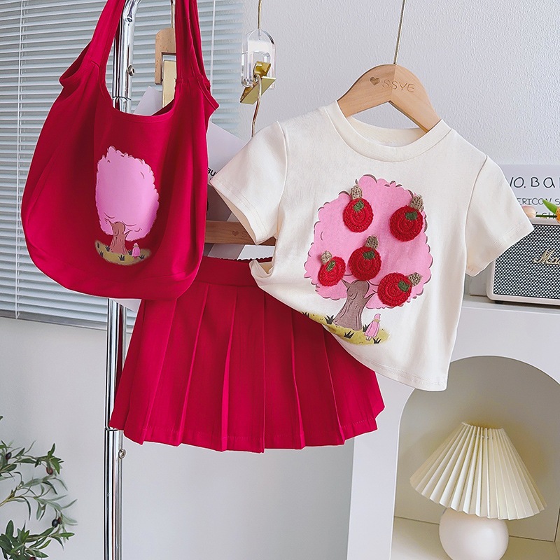 B248 ชุดเซ็ทเด็กงาน3 ชิ้น เสื้อ+กระโปรง+กระเป๋า